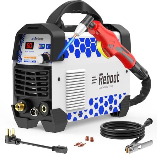 Reboot 60A Plasma Cutter Dual Voltage 120V/240V, 1/2 Clean Cut IGBT Inverter, Portable Metal Cutting Machine with Torch & Tips - RBC6000D 2025 Upgraded (Pre-Installed Air Regulator)