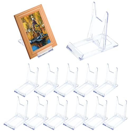 MABAHON 12 Pcs Acrylic Plate Stands,Clear Display Stand Adjustable