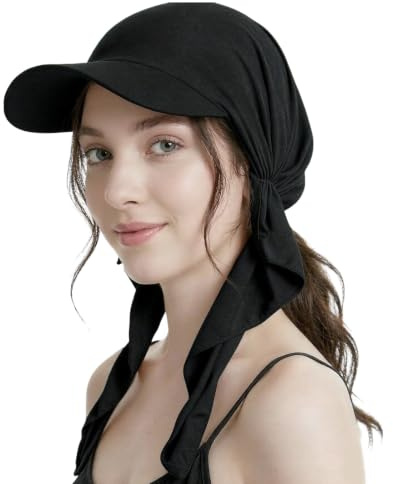 Turban Chimio pour Femme Pré-Noué avec Visière Bandana Casquette Confortable pour Perte de Cheveux Chapeau Bandeau Respirant Léger Bandana à Visière Simple Été pour Cancer Sport Couvre-Chefs