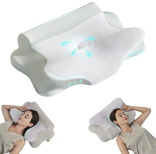 Z-hom Nackenkissen Kopfkissen, Memory Foam Kissen ergonomisches Nackenkissen Kopfkissen, Pillow Kissen für Seiten, Rücken & Bauchschläfer, Ergonomisches Seitenschläferkissen (60 x 39 x 10/12 cm)