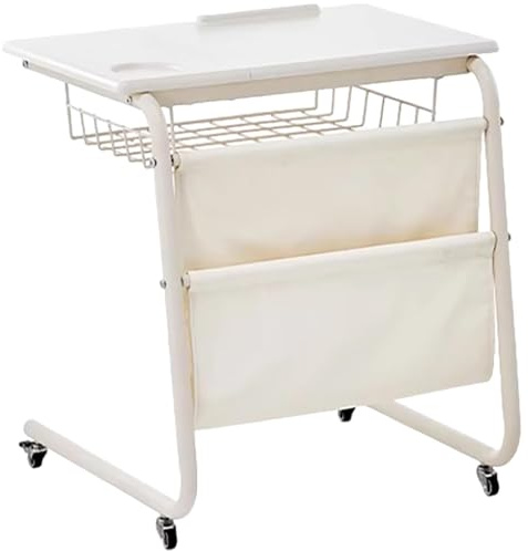 Tavolino regolabile a forma di C su ruote Tavolo da spuntino mobile in legno per divano, tavolino e comodino, perfetto per soggiorno, camera da letto e ufficio (colore: C)
