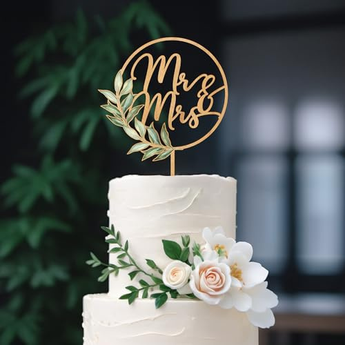 Party to Be Mr & Mrs Cake Topper Greeny Wedding Cake Topper in Wood