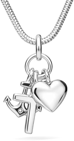 LillyMarie Collana In Argento Sterling Con Pendente Fede Amore Speranza Regolabile