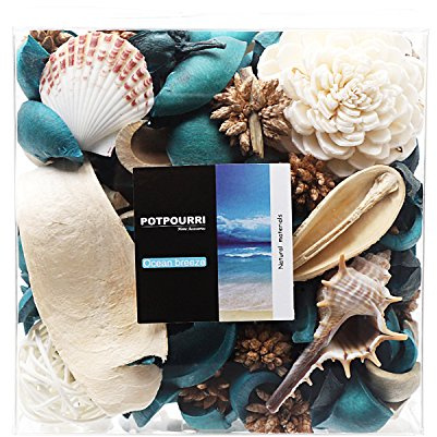 Qingbei Rina Blue Potpourri,Ocean Scent Potpourri Dried Flower, Decorative Bowl Vase Filler, Home Fragrance Sachet, Beach Coastal Breeze Decor,9.8 Oz