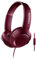 Philips Bass+ SHL3075RD - Auriculares con micrófono (Cable, Bajos potentes, Plegables, Ligeros y Elegantes) Rojo