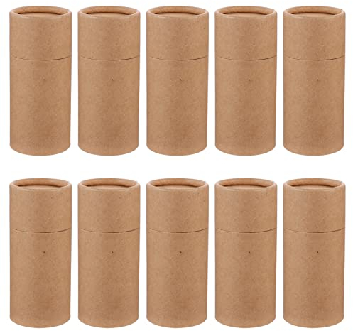 HEALLILY 10pcs Empty Kraft Paper Jar 100ml Round Paper Cardboard Box Paper Mache Boxes Essential Oil Bottle Packaging Box (Light Yellow), 13.5x5.8x5.8cm, (8ZS4248T170W0)