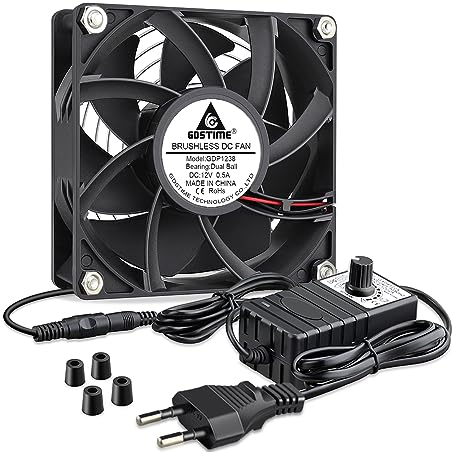 GDSTIME Lüfter 230V 120mm Lüfter 220v 120x120x38 Doppelkugellager DC 4V-12V Einstellbare Geschwindigkeit für PC Schrank Server Growzelt Laser cutter Kühlung Belüftung