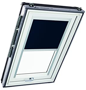 Original Roto Verdunkelungsrollo ZRV Nahezu vollständige Verdunkelung Führungsschiene Silber Für Roto Dachfenster Baureihe Designo R6/R8 i8 und Classic 64/84 mit Größe 114/140 | 11/14 Farbe Nachtblau