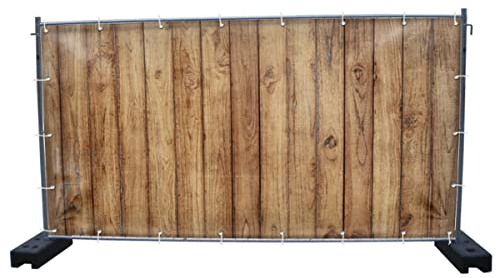Warenfux24 Holzwand (1618) - Gartensichtschutz, Motivbanner, Sichtschutz Garten, Gartendeko, 340 x 173 cm, Mesh (winddurchlässig)