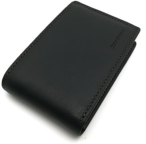 Mini Cartera Hombre Americana SIN Monedero, Piel Ubrique, Billetero Tarjetero Pequeño de Cuero, Hecho a Mano, Proteccion RFID, 10076 Negro