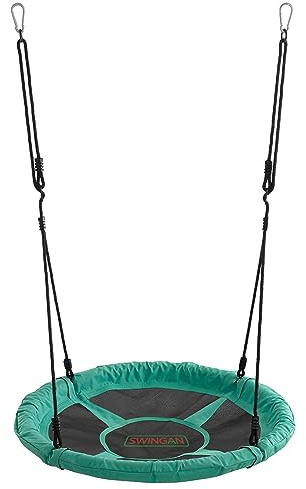 Machrus Swingan 37.5 in Super Fun Nest Swing with Adjustable Ropes - Solid Fabric Seat Design - Green
