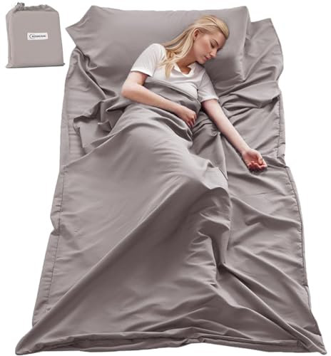 KOMUSMO Schlafsack mit Reißverschluss, leichter Reiseschlafsack, volle Länge, kompakte Campinglaken für Erwachsene, ideal für Hotels, Camping, Wandern, Rucksackreisen
