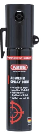 ABUS Pfefferspray SDS80 Mini zur Tierabwehr - Abwehrspray zur Selbstverteidigung gegen Tiere - mit Jet-Sprühstrahl für bis zu 3 m Reichweite - Verteidigungsspray für kleine Hand- und Jackentaschen