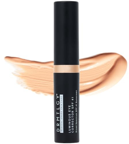 DRMTLGY Luminous Eye Corrector SPF 41 – Medium – Under Eye Color Corrector for Dark Circles – Hydrating Anti-Aging Tinted Eye Cream, Mineral Broad Spectrum Sun Protection, 0.25 fl oz / 7 mL