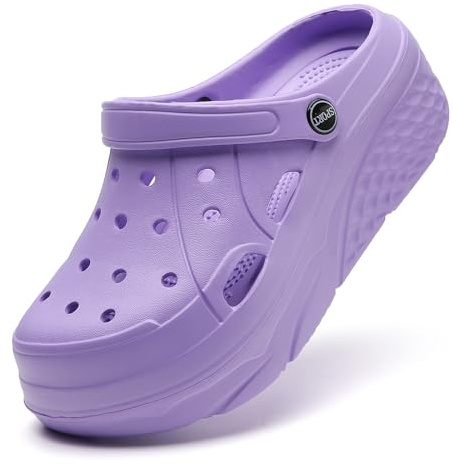 SECHRITE Platform - Zoccoli da donna, infradito per il tempo libero e abbigliamento sportivo, zoccoli sanitari con ciondoli a cuneo, taglia 36-41 EU, porpora, 39 EU