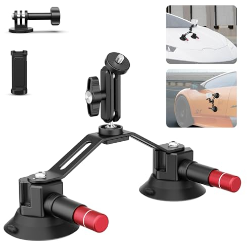 NEEWER Soporte de Coche con Ventosa Doble con Brazo mágico de Cabeza de Bola de 360°, Soporte de cámara de vacío de liberación rápida con Soporte y Adaptador de cámara de acción Compatible con GoPro