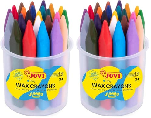Jovi Triwax Cires colorées Couleur, 975, Assorti, Pot 24 Crayons (Lot de 2)