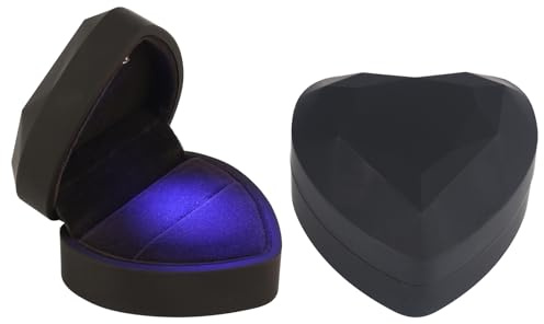 BTFO Caja para Anillos con Luz LED, en Forma de Corazón Cajas Anillos Compromiso Romántica y Encantadora Ideal Exhibir Joyas Ideal para Pedir Matrimonio o Aniversario