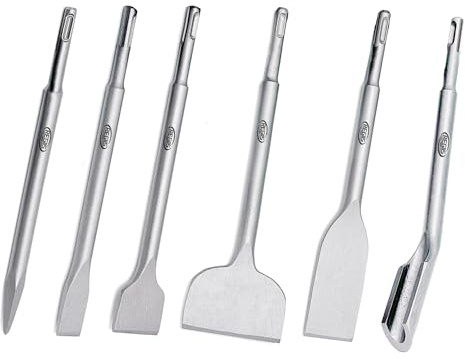 Regiis Tech 6pc SDS Plus Chisel Set Tile Removal Rotary Hammer Chisel Bits