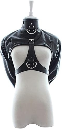LLGHT Camicia di Forza in Pelle PU da Donna Sexy Costume Fantasia Giacca Dritta Fantasia rigorosa