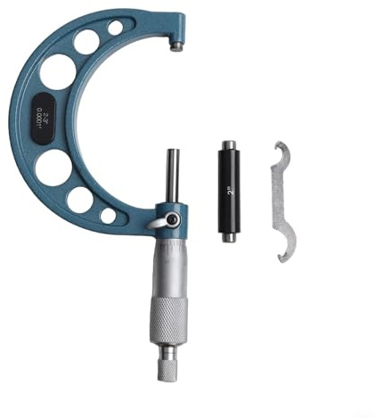 Vasiumic Professional Bearing Steel Outside Micrometer for External Measurement, 0.0001 Division, Satin Chrome for Rust Resistance, Ratchet Stop(C)