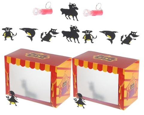 FUNOMOCYA Kit de Théâtre D'ombres pour Garçon et Filles 2 Sets en Papier pour Activités Manuelles Créatives et Jeu Interactif de Marionnettes pour Histoires et Bricolage Couleur Aléatoire