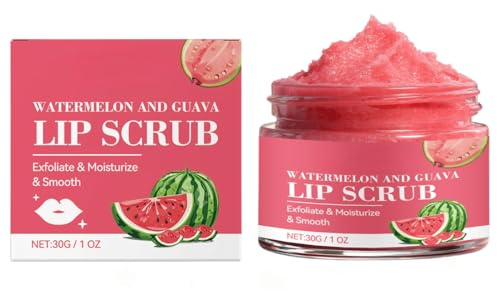 Watermelon & Guava Lip Scrub – Peeling delicato per labbra lisce, morbide e idratate – esfoliante labbra nutriente per l'uso quotidiano (1 pezzo)