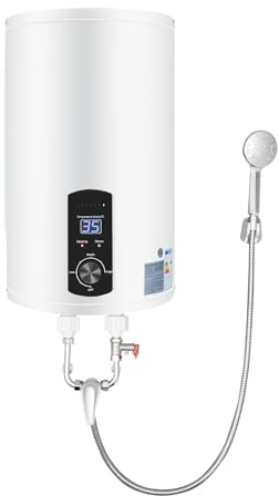 Elektrisk varmvattenbehållare, 2 KW varmvattenberedare, IPX4 vertikal LED-skärm varmvattenberedare, vägghängande panna för kök, toaletter, frisörsalonger, badrum, husvagnar