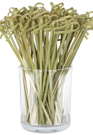 400 Palillos De Cóctel Elegantes Con Nudo Bambú,Pinchos De Madera Decorativos De 12cm Para Fiestas,Aperitivos,Cócteles,Frutas,Brochetas,Barbacoa