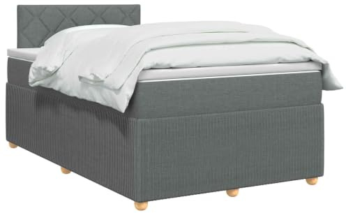 vidaXL Lit boxspring avec Matelas Gris foncé 120 x 190 cm Tissu, Chambre Tendance, lit Box Spring Moderne, tête réglable, Cadre rembourré, Solution Matelas mi-Ferme