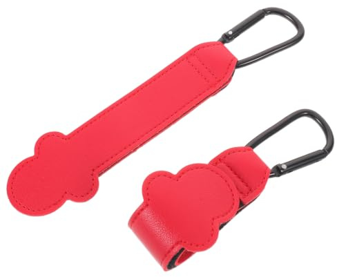 2 Piezas Ganchos para Colgar de Coche Clip de Pu Rojo Ajustable | Correas de Nailon Estructura Ancha, Bordes Redondeados y Forro Interior, para Bolsas y Pañales