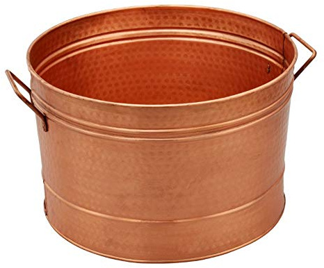 Benzara HGM008 Hammered Pattern Galvanized Farmhouse Style Tub, Copper