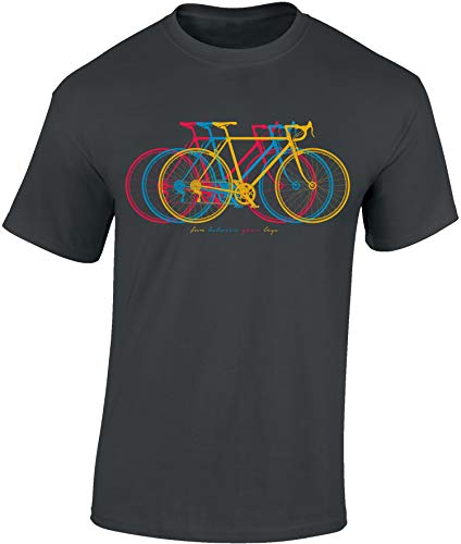Baddery Fahrrad T-Shirt Herren : Fun Between Your Legs (Dark Grey XL)