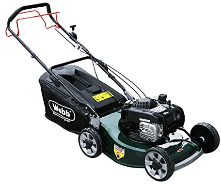 Webb WER19ALSP 19/48cm Self Propelled Alloy Deck Rotary Petrol Lawnmower, 163cc 4-Stroke Engine, 7 Cutting Heights, 60L Collection Bag - 3 Year Guarantee