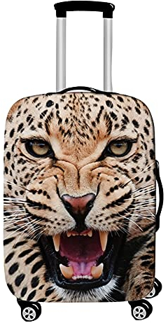 Surwin 3D Reise Kofferschutzhülle Waschbare Reisetasche Kofferbezug Elastisch Kofferhülle Gepäck Cover Reisekoffer Hülle Schutz Bezug Schutzhülle (Leopardenmuster,S (18-20 Zoll))