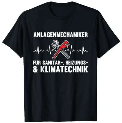 Homme Mécanisme d'installations sanitaires, climatisation, battement cardiaque, métier T-Shirt