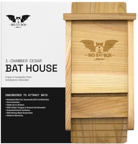 WildYard Cedar Bat Box - Single Chamber, Preassembled - Wildlife Garden Habitat with Bat Roosting Box - Weatherproof Outdoor Gadget - Gothic Gifts for Nature Enthusiasts