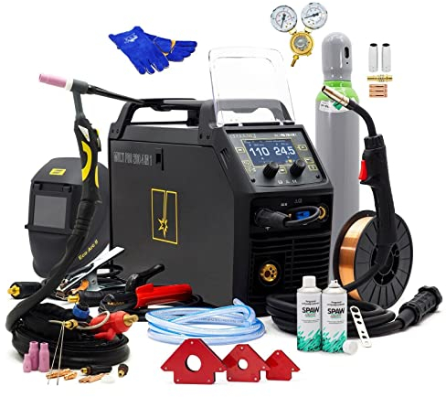 Set Spartus® Multipro 4 in 1 TIG MIG/MAG Saldatrice Synergy Puls 200A ACDC Alluminio Acciaio Inox