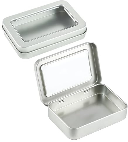 Vagocom 2Pcs Portable Floss Picks Case with Transparent Window, 3.35*2.4*0.67inch / 8.5*6.1*1.7cm Empty Floss Picks Dispenser,Small Reusable Floss Pick Holder Boxes for Travel, Outdoor(Silver)