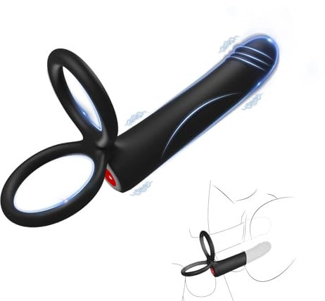 Consolador anal con vibrador,juguetes sexuales para hombres, consolador con correa y anillo vibrador para el pene, vibrador para el pene masculino con 10 modos de vibración,placer de doble penetración