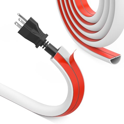 REFLYING Mini Canalina Portacavi, Canali a Cavo Semicircolare, Nastro Autoadesivo Canalina per Nascondere 1 Filo, Copricavo Flessibile per Cavi sul Pavimento della Parete, Bianco, 15×10mm – 10 Metri
