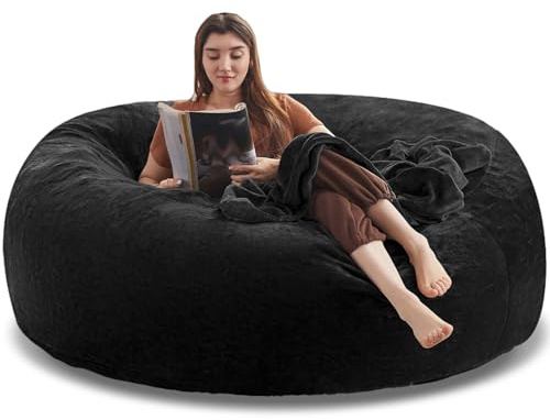 Big Bean Bag Chairs for Adults，Bean Bag Chair with Filler，Memory Foam Chair，Removable and Washable Flannel Cover, Giant Bean Bag, Suitable for Living Room, Bedroom and Reading (Black, 6Ft)