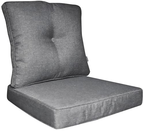 Calma Lux® Kudde i set, rottingstol, ryggstöd, sittdyna, utomhus-sittdyna trädgårdsstol, utomhus, upplaga, pallkudde, sittdyna, rottingmöbler (mörkgrå, 55 x 55 x 10)