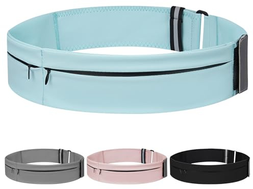 Ceinture de course légère pour homme et femme avec poche pour bouteille d'eau, support de téléphone multi-poches, pochette de course à pied, bleu, Medium-23.6 - 33.5, Moderne