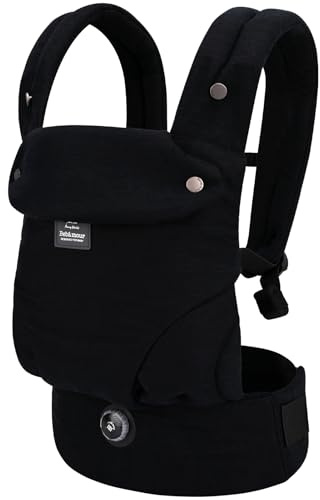 Bebamour Babytrage für 3,6–14,9 kg, ergonomisch, komfortabel, Baumwolle, für vorne und hinten, schwarz