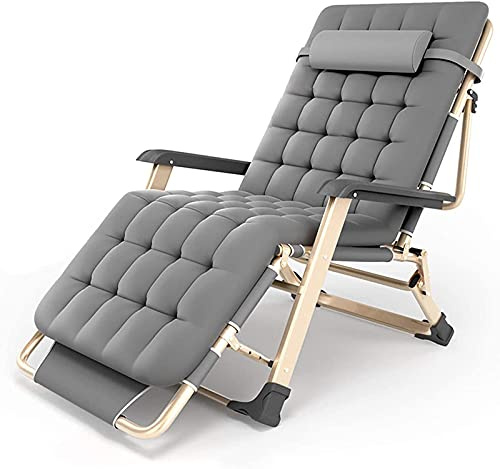 Set of 2 Folding Zero Gravity Chairs with Head Pillow And Cushion Outdoor Indoor Recliners for Garden Patio Camping 5 Level Adjustable Sun Loungers