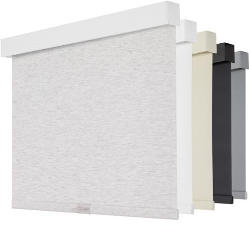 Persilux Cordless Blackout Roller Shades for Indoor Windows, Free-Stop System with Valance, Thermal Insulated Fabric, UV Protection Shades for Home and Bedroom (Linen,15 W x 64 H)