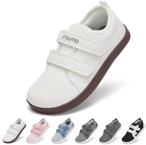 SAGUARO Niños Zapatillas Barefoot Zapatos Deportivas Minimalistas Niña y Niño Calzado Respetuoso Antideslizante para Escolar,Interior y Exterior,WH.30