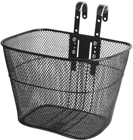 Fenteer Detachable Front Bike Basket with Hooks - Easy Installation Wire Basket for Folding Bikes, Mountain Bikes, Commuter Bicycles, Adjustable Metal Frame for Riding Trips