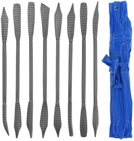 QWORK® 8 Piezas limas de escofina, limas de doble cara, para madera y piedra de jabón, trabajo manual preciso